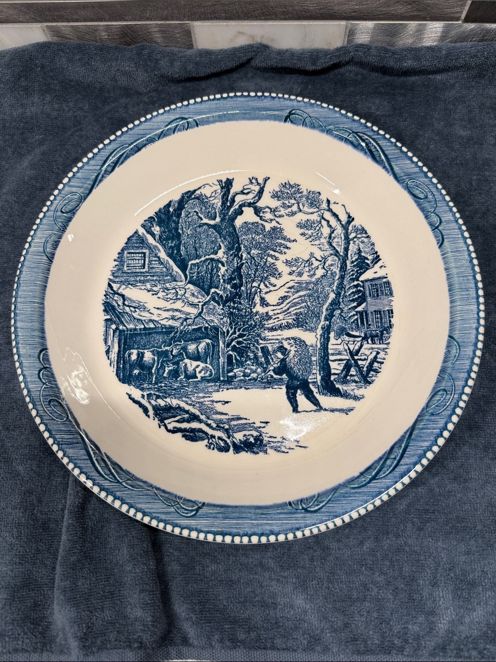 Vintage “A Snowy Morning” Pie Plate